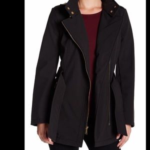 MK missy faux leather trimmed coat